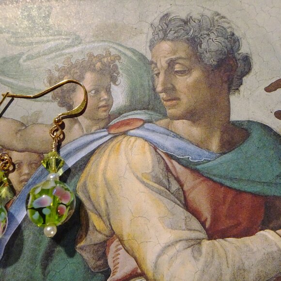 Lampwork earrings in petite 12 mm. Czech beads & Austrian crystals in six colors - Picture 10 of 16